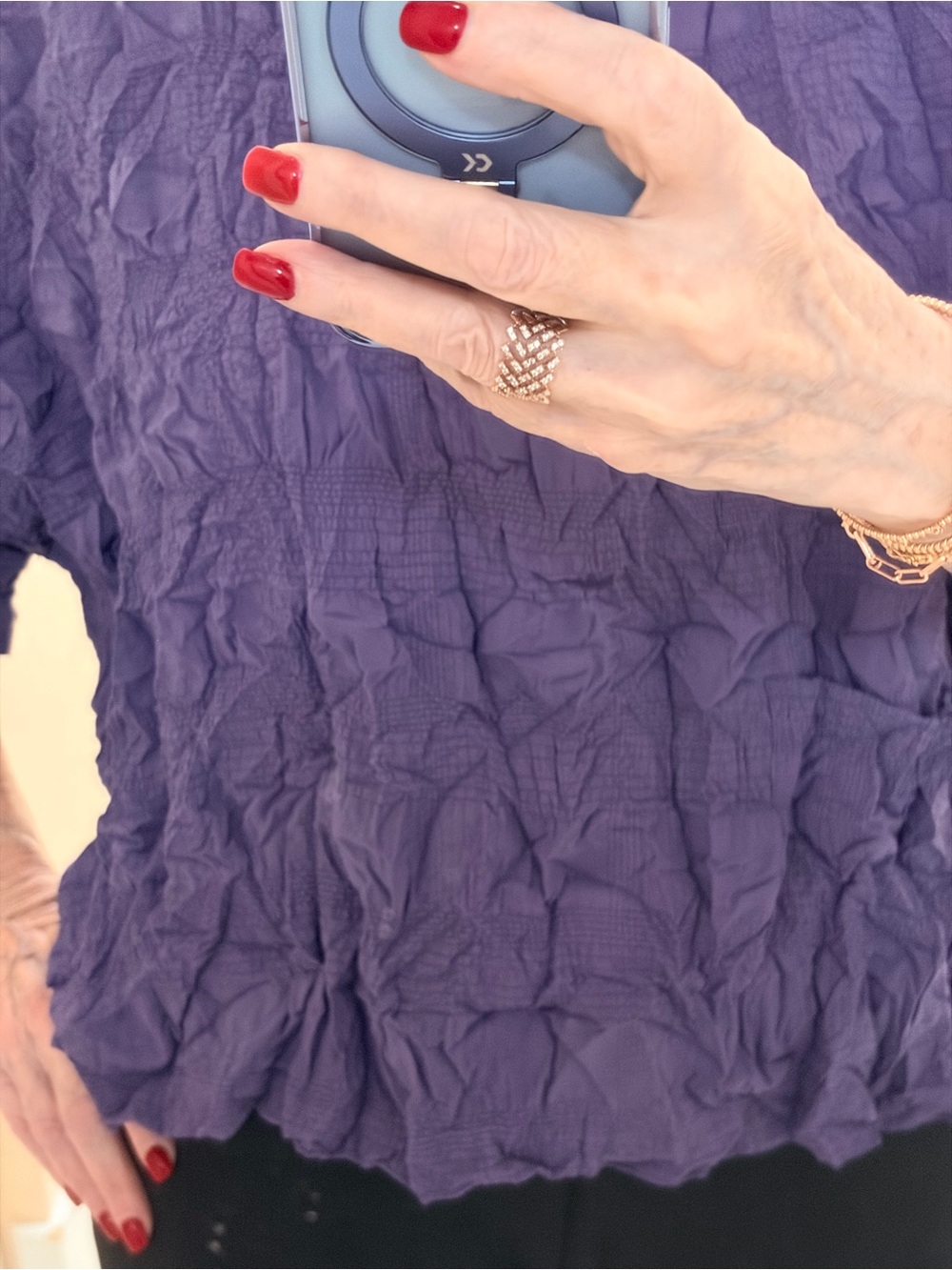 Purple Chalet Textured Elbow Sleeve Women’s Top - Picture 4 of 4
